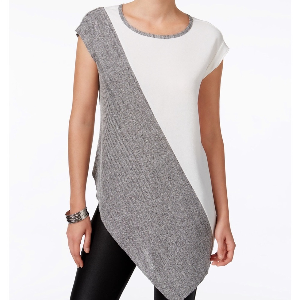 Bar III Colorblocked Asymmetrical Top